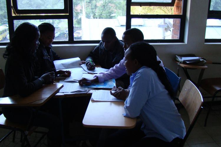 Students doing a group assignment