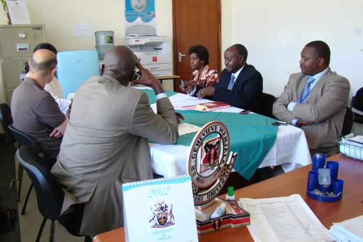 Dr. Pambanini pays courtesy call to the Dean, school of education, Prof. Genevieve Wanjala. The Dean is accompanied by other members of staff.